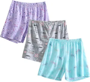 PNAEONG 3 Pack: Womens Pajamas Shorts Set Soft Elastic Waist Lounge Shorts Printed PJ Bottoms