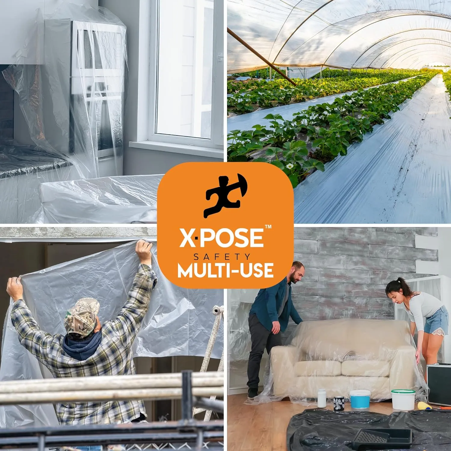 Poly Sheeting - 10 Mil Thick Frosted Plastic Tarp Waterproof Vapor and Dust Protective Equipment Cover, Construction and Industrial Use - by Xpose Safety (20' x 100')