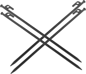 POPETPOP 4Pcs Heavy Duty Camping Tent Stakes Metal Ground Pegs for Secure Anchoring Durable Design for Outdoor Easy to Use for Various Terrains