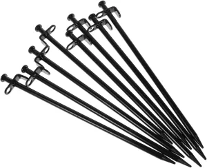 POPETPOP 8Pcs Heavy Duty Steel Tent Pegs Durable Anchors for Camping Beach and Lawn Use Reliable Ground Stakes for Secure Tarp and Tent Stability