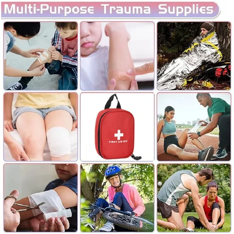 Portable Family First Aid Kit - Essential Outdoor Travel and Camping Emergency Survival Gear
