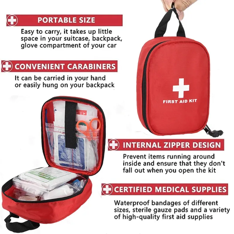 Portable Family First Aid Kit - Essential Outdoor Travel and Camping Emergency Survival Gear
