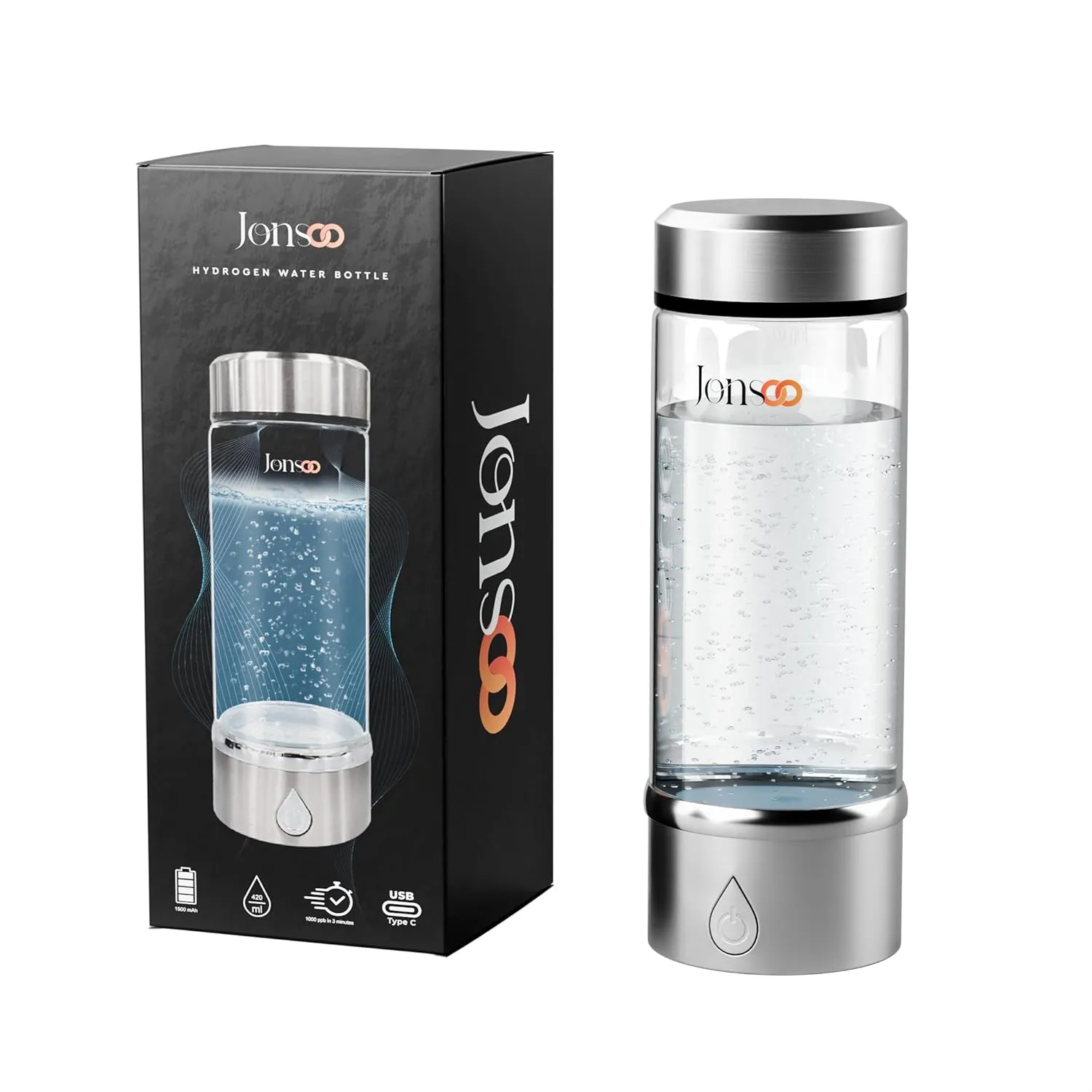 Portable Hydrogen Water Bottle - 420ml Water Generator With Advanced SPE PEM Technology - Ionizer for Home, Gym, Travel, and Gifting