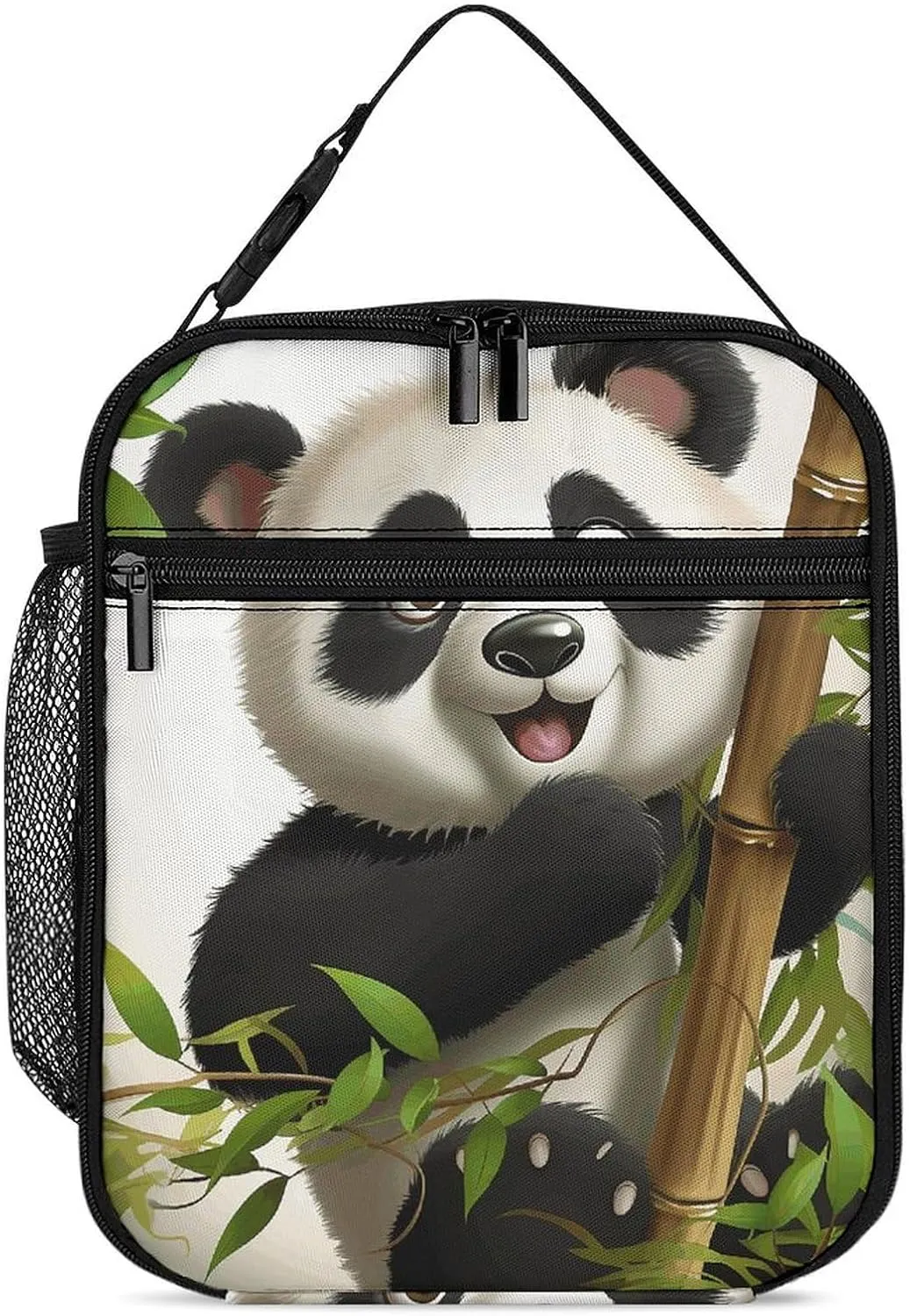 Portable Insulated Meal Bag,Cute Panda Climb Bamboo Print Hand-held Insulated And Cold Meal Bag,cross-body Portable Meal Bag