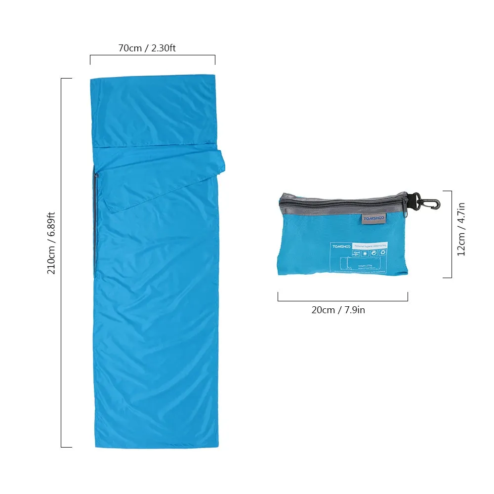 Portable Sleeping Bag Liner with Pillowcase - 70x210CM, Polyester Pongee, for Camping, Hiking, and Travel