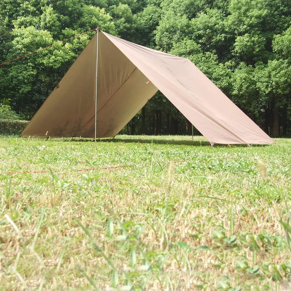 Portable Tarp for Hammock Tent Shelter Backpacking Camping Outdoor Picnic Hiking Travel (Khaki, 3 x 5 M, for 6-7 People)