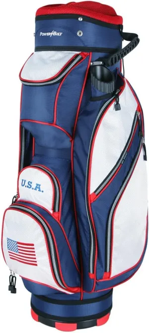 Powerbilt TPS 5400 USA Flag Golf Cart Bag, 14 Way Divider Top, 6 Zippered Pockets, Insulated Hydration Bottle Compartment