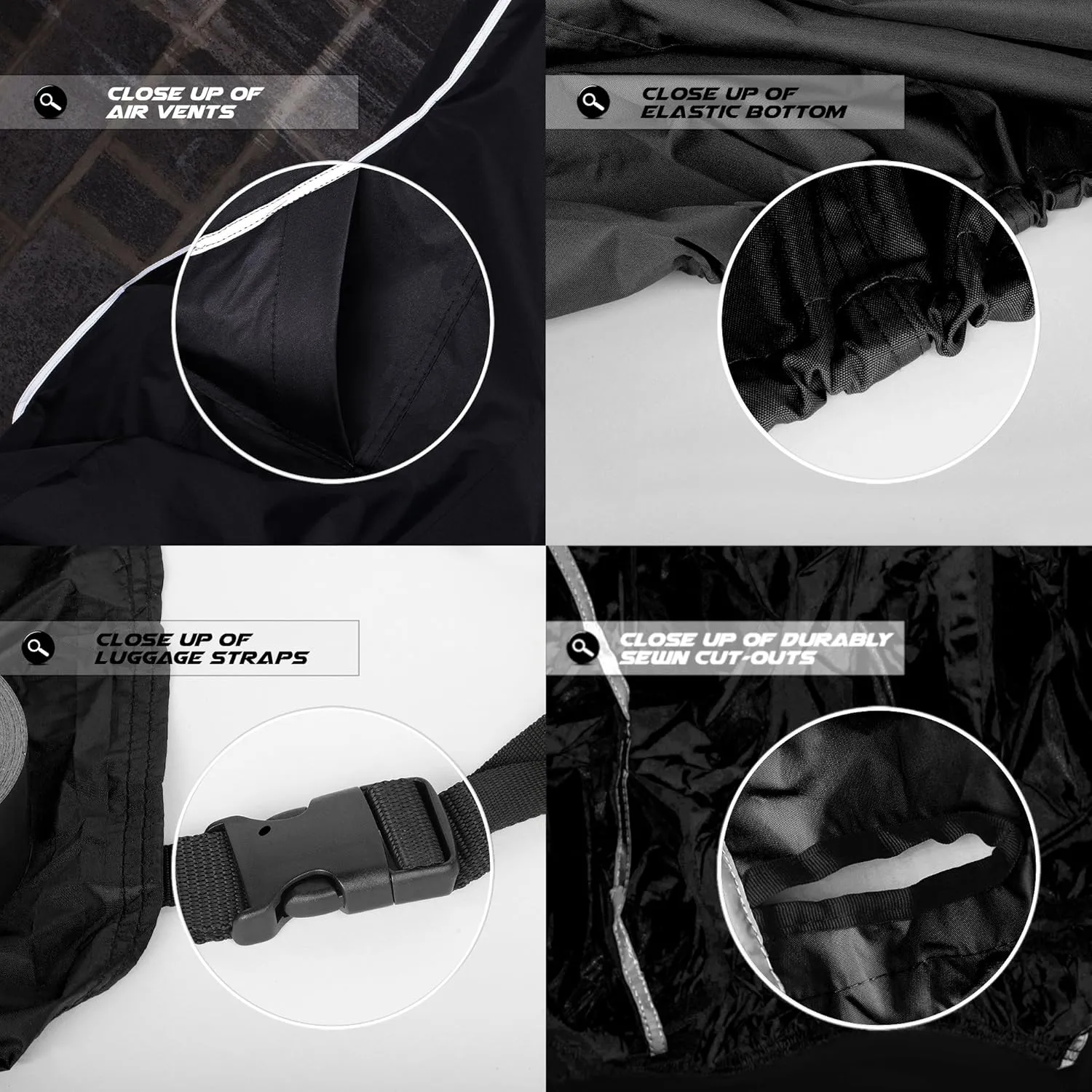 Premium Motorcycle Accessories - Motorcycle Covers Waterproof Outdoor Storage - Powersports Vehicle Covers - Dirt Bike Motorcycle Cover for Adult Bikes - 250cc Scooter Cover, Reflective tarp M