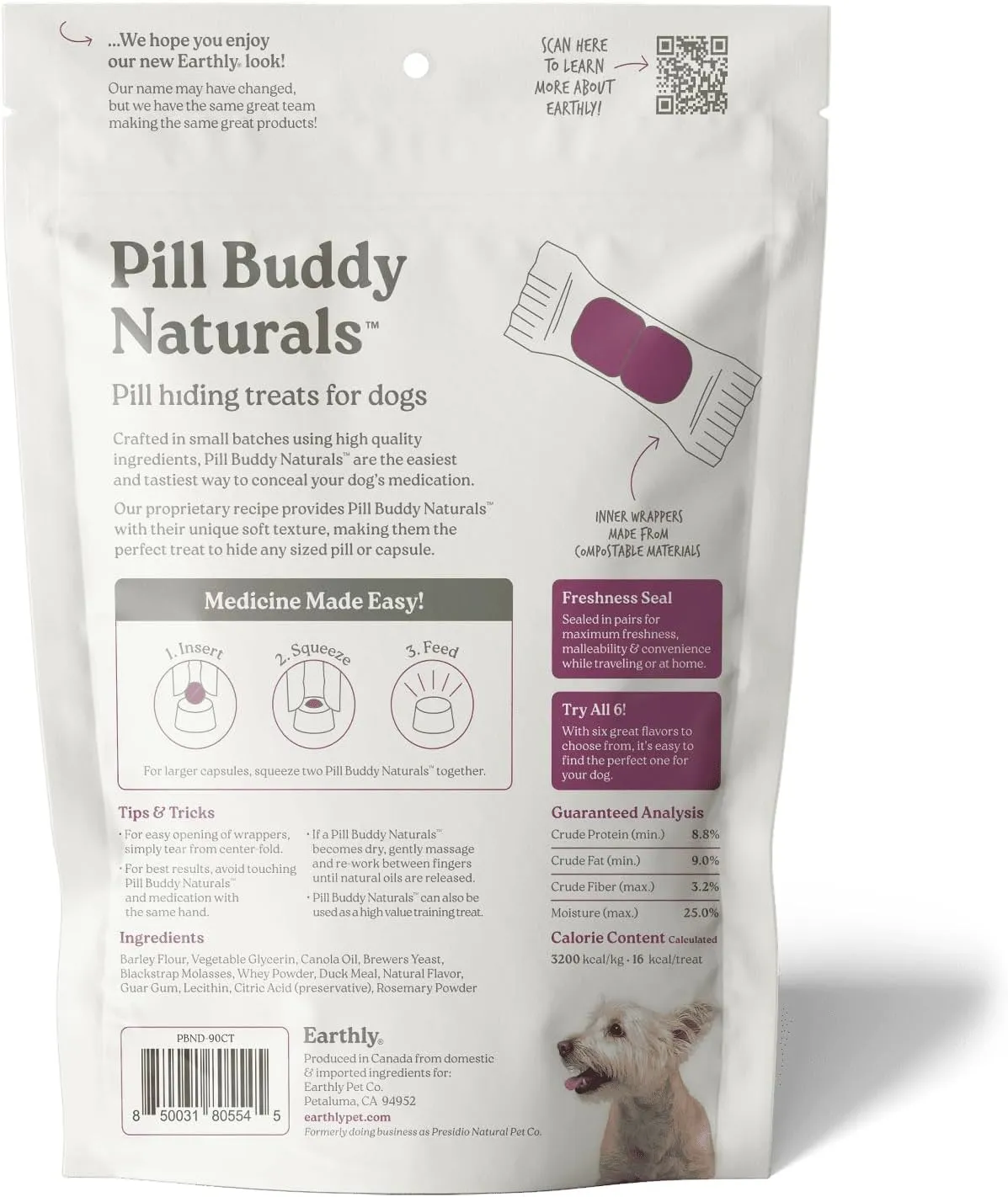 Presidio Pill Buddy Naturals - Duck (Chicken-Free) Hiding Treats for Dogs - Pocket for Any Size Medication - 90 Servings