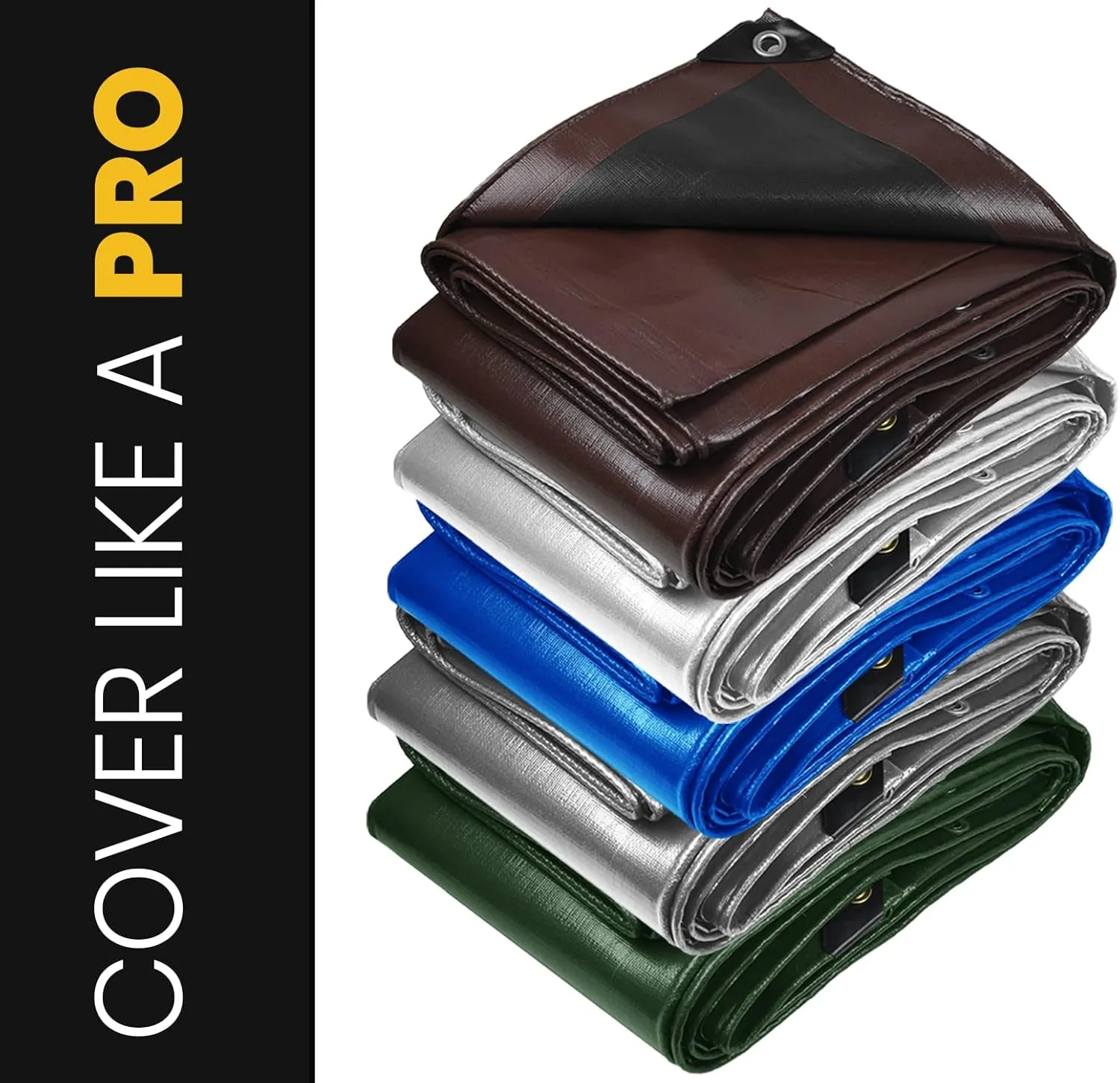 PROTARP Extra Heavy Duty 16 Mil Tarp Cover, Waterproof, UV Resistant, Rip and Tear Proof, Poly Tarpaulin with Reinforced Edges for Roof, Camping, Patio, Pool, Boat. (Green/Black 10′ X 10′)