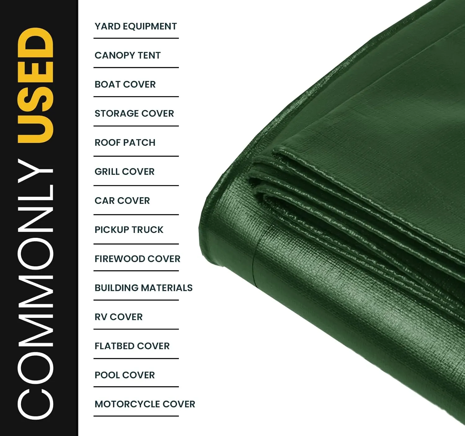 PROTARP Extra Heavy Duty 16 Mil Tarp Cover, Waterproof, UV Resistant, Rip and Tear Proof, Poly Tarpaulin with Reinforced Edges for Roof, Camping, Patio, Pool, Boat. (Green/Black 10′ X 10′)