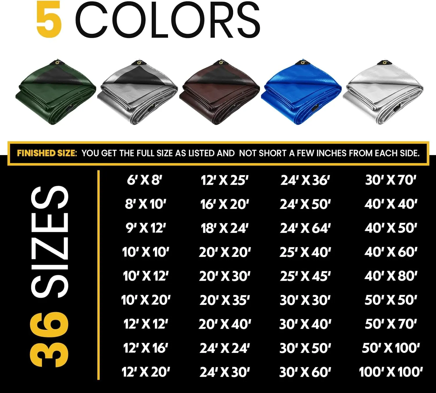 PROTARP Extra Heavy Duty 16 Mil Tarp Cover, Waterproof, UV Resistant, Rip and Tear Proof, Poly Tarpaulin with Reinforced Edges for Roof, Camping, Patio, Pool, Boat. (Green/Black 10′ X 10′)