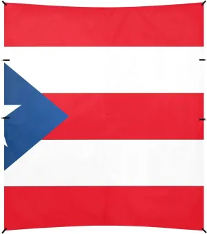 Puerto Rico Flag Puerto Rican National Red Foldable Beach Canopy UPF50  Protection Water-Resistant Portable Sunshade with Sand Shovel for Backyard and Camping