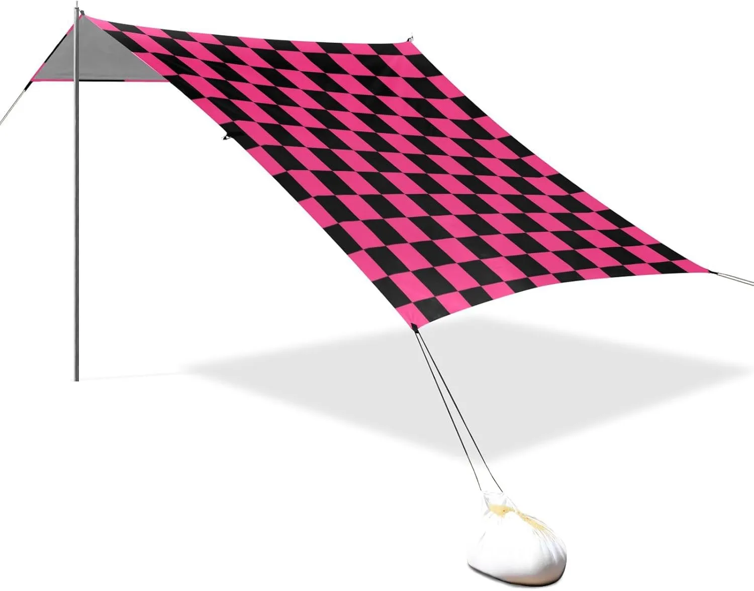 Purple and Black American Plaid Designed UPF50  Foldable Beach Cabana Waterproof Shade Sun Shelter with Sandbags and Shovel for Camping, Picnics, Backyard & Fishing carpa para el sol