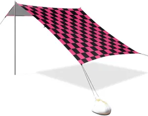 Purple and Black American Plaid Designed UPF50  Foldable Beach Cabana Waterproof Shade Sun Shelter with Sandbags and Shovel for Camping, Picnics, Backyard & Fishing carpa para el sol