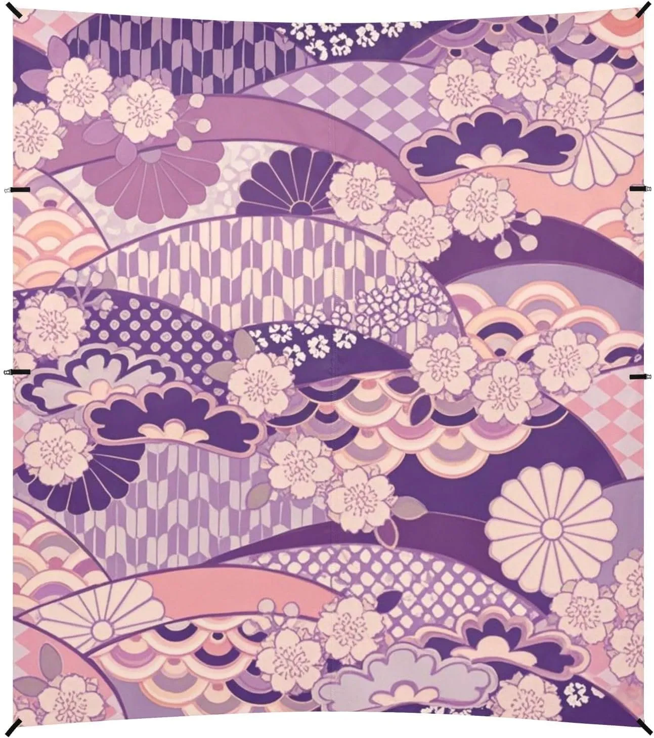 Purple Japanese Zephyr Cherry Blossoms Beach Tent UPF50 Lightweight Large Portable Sun Shelter Includes Sand Shovel, Sandbags, Stability Poles for Camping, Picnics, Backyard & Fishing