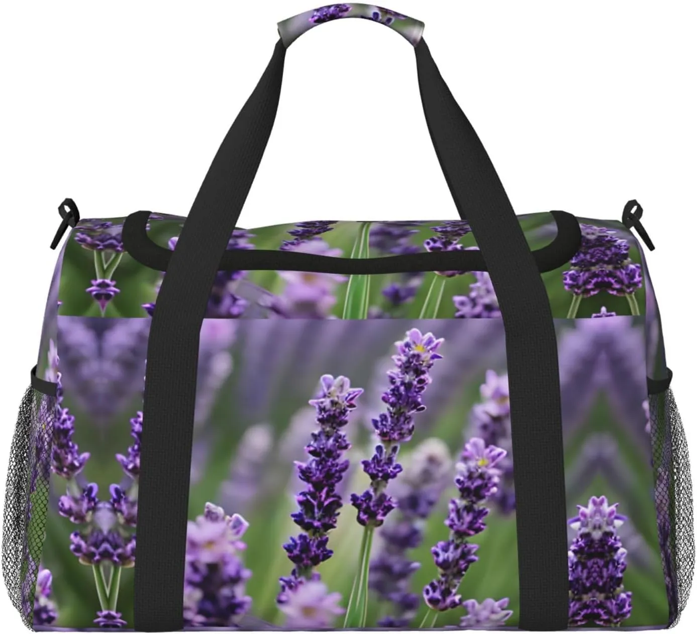Purple Lavender Floral Flowers print Weekender Overnight Carry On Bag Gym Luggage Bag Duffel Bag for Travel Women