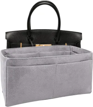 Purse organizer insert for Birkin 30, Bag Handbag, Faux Suede Soft and Smooth Lightweight Fits Perfectly Sturdy Gift Ideas for Women (Gray HBK30N)