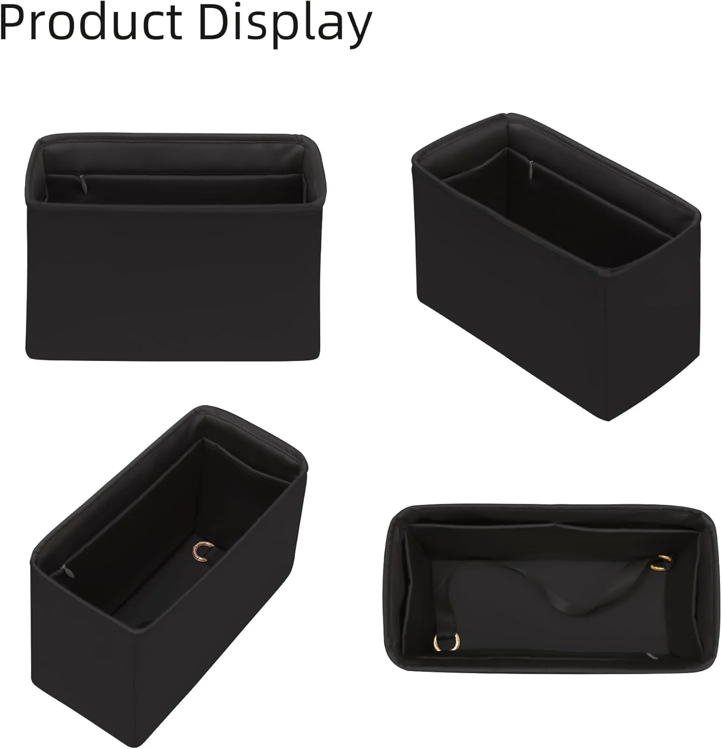 Purse Organizer with Zipper for LV OnTheGo BB/PM/MM/GM,Silky Smooth Insert,Lightweight Bag in Bag,Luxury Handbag Storage Accessories(MM with Zipper,Black)