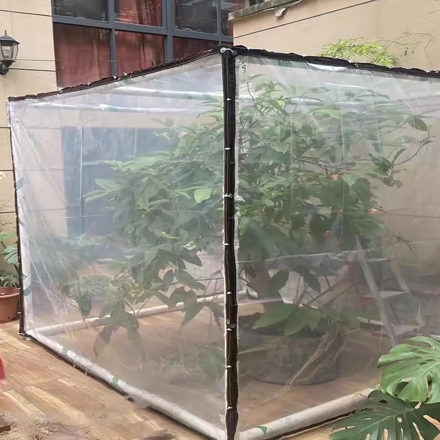 PVC Tarp Tarpaulin,7 * 10ft 7 * 13ft Clear-Waterproof-Tarps-Outdoor，Garden Rainproof Transparent Poly Tarpaulin,Chicken Coop Cover/Dog Kennel Roof Canopy(13x20 ft(4x6m))