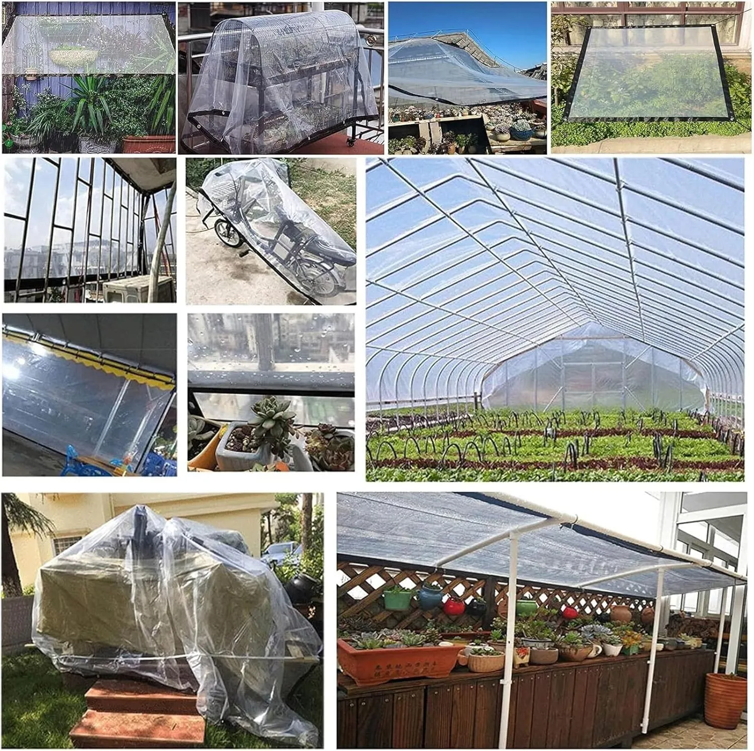 PVC Tarp Tarpaulin,7 * 10ft 7 * 13ft Clear-Waterproof-Tarps-Outdoor，Garden Rainproof Transparent Poly Tarpaulin,Chicken Coop Cover/Dog Kennel Roof Canopy(13x20 ft(4x6m))