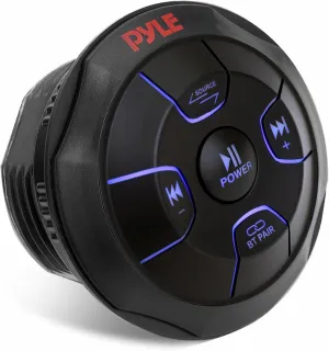 Pyle Car Wireless Bluetooth Audio Controller - Bluetooth Media Button Rated Marine Receiver Remote Control w/ USB, AUX, Mount for Car Truck Boat Marine PowerSport Vehicles - Pyle PLMRBTRD1