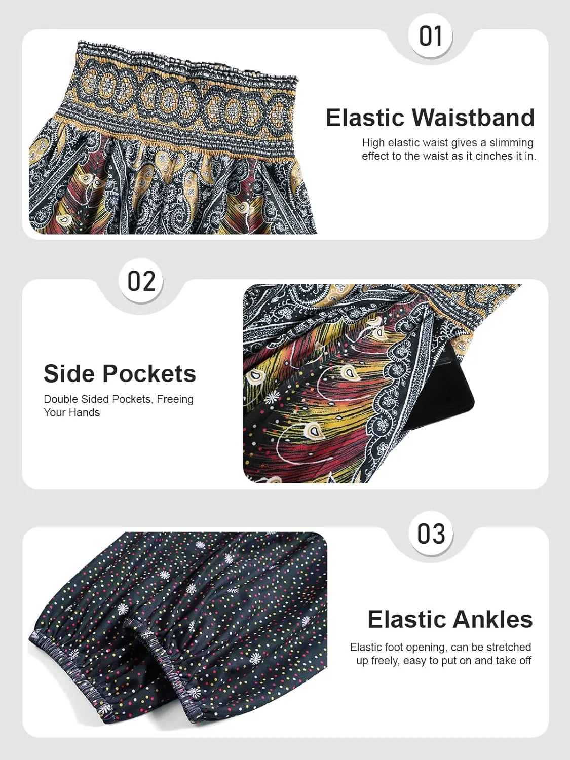QIANXIZHAN Women's Harem Pants, Joggers Sweatpants Lounge Yoga Boho Clothes with Pockets