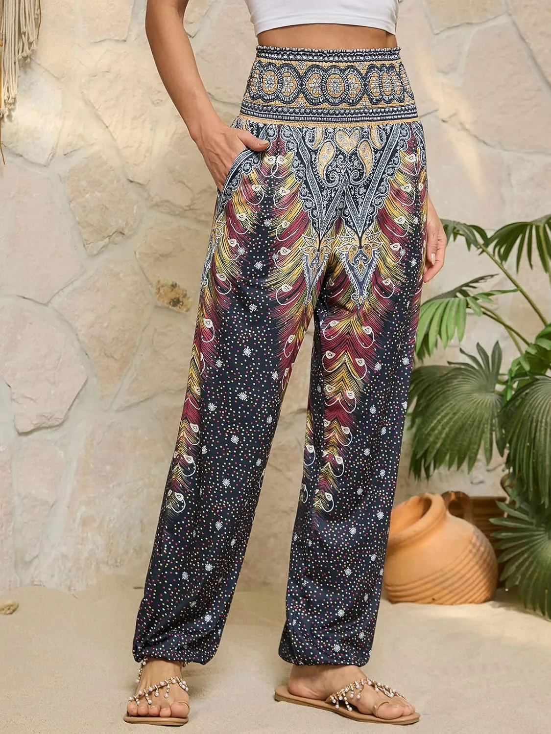 QIANXIZHAN Women's Harem Pants, Joggers Sweatpants Lounge Yoga Boho Clothes with Pockets