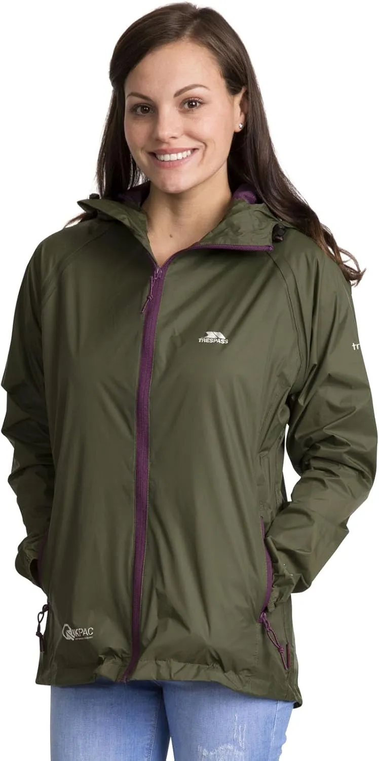 Qikpac Womens Packaway Waterproof Jacket Lightweight Hooded Raincoat