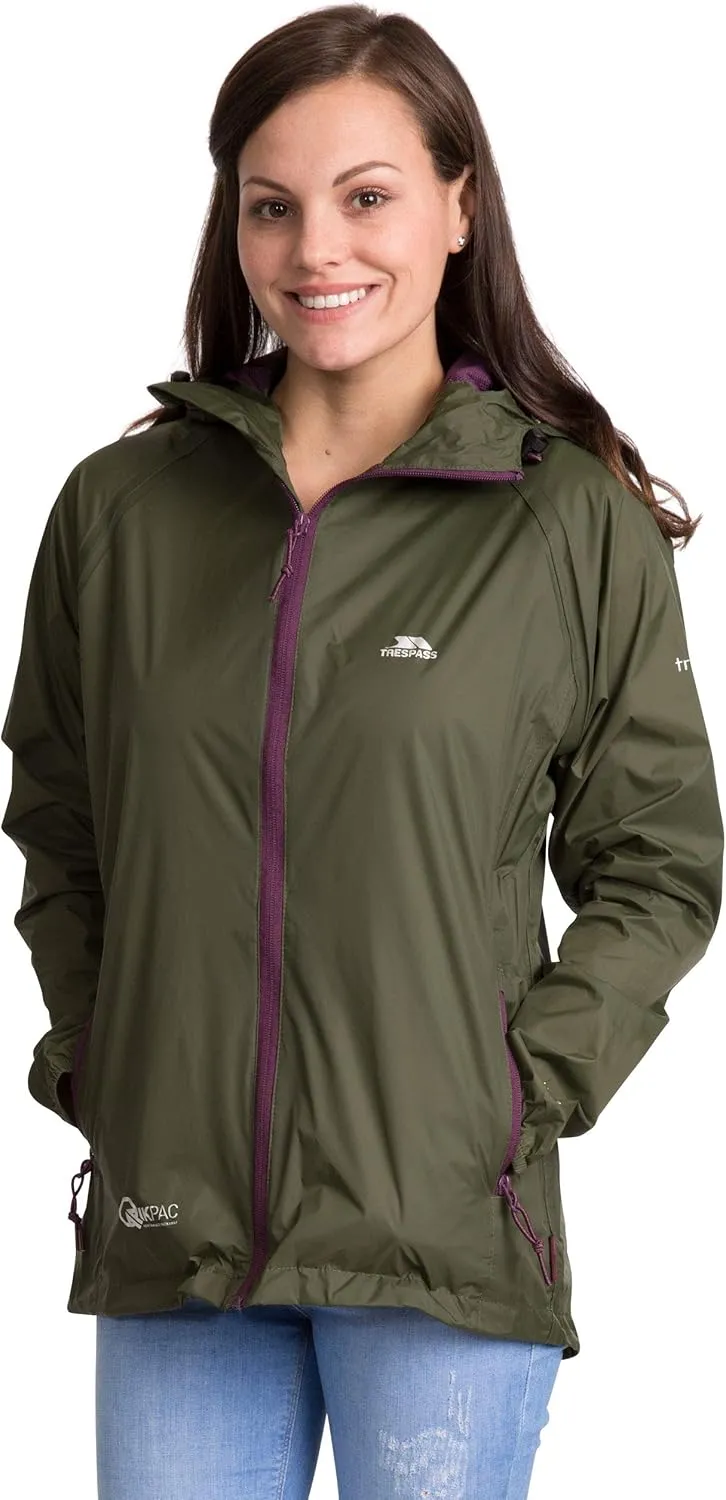 Qikpac Womens Packaway Waterproof Jacket Lightweight Hooded Raincoat