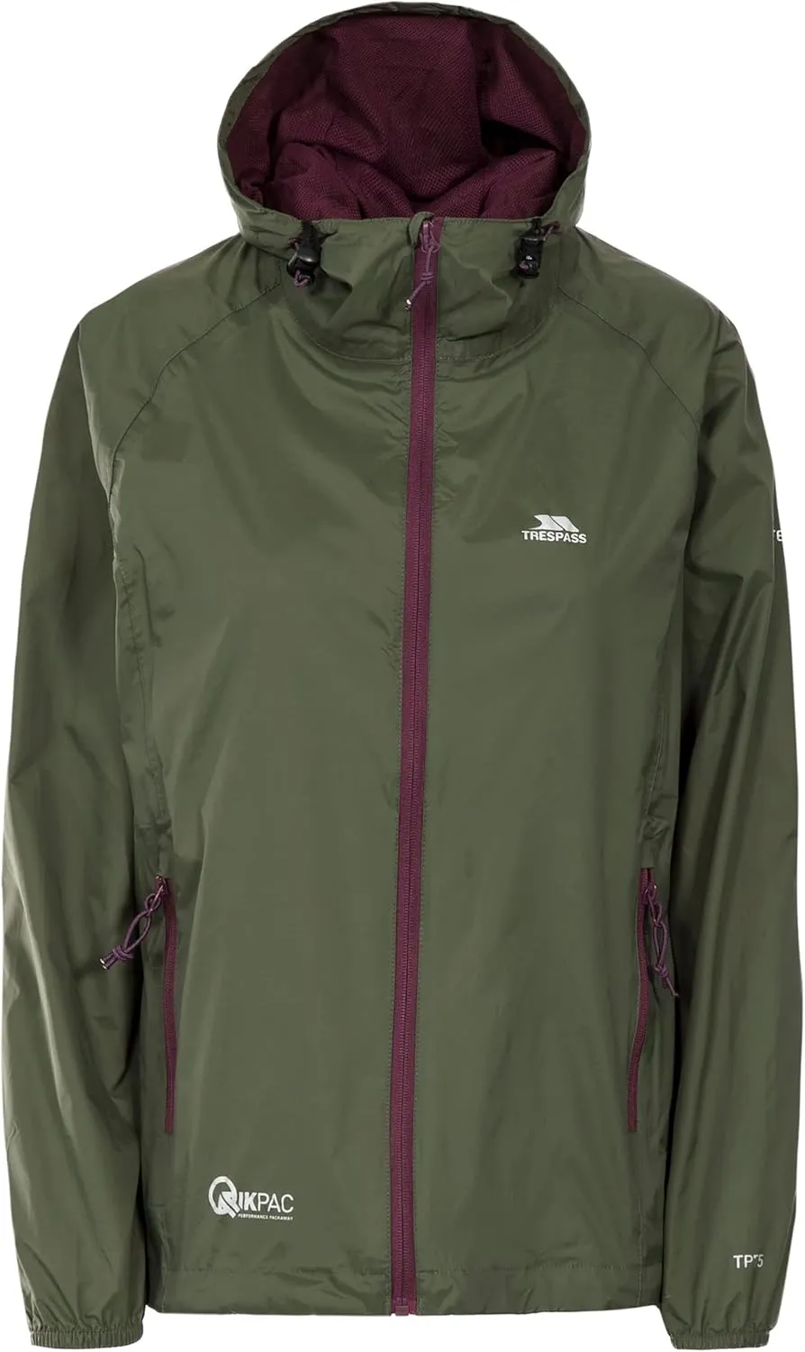 Qikpac Womens Packaway Waterproof Jacket Lightweight Hooded Raincoat