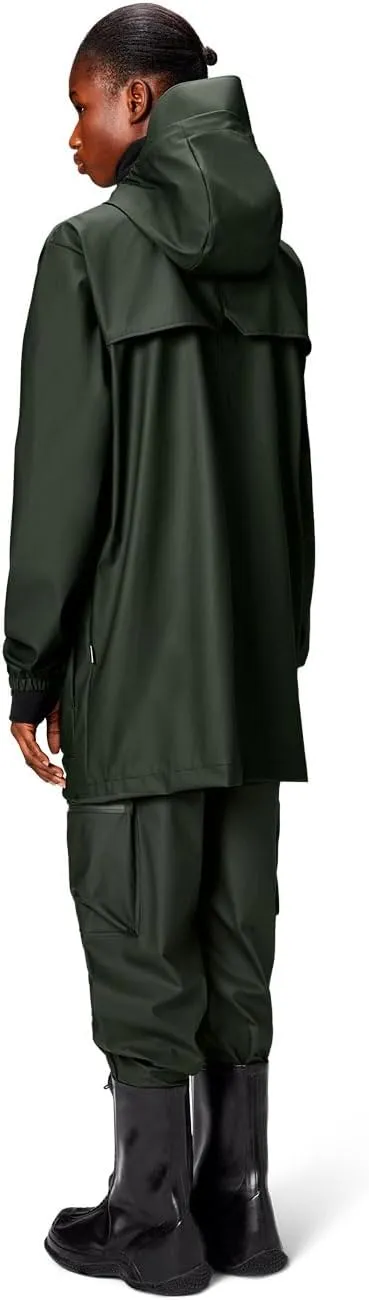 RAINS Cargo Long Jacket – Unisex Waterproof Raincoat with Adjustable Hood, Durable PU Fabric, Breathable & Lightweight Design