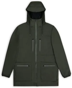 RAINS Cargo Long Jacket – Unisex Waterproof Raincoat with Adjustable Hood, Durable PU Fabric, Breathable & Lightweight Design