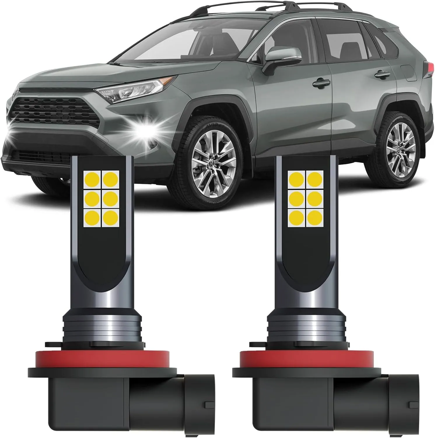 RAV4 LED Fog Lights Fits for Toyota RAV4 2006-2019 (Except 2013-2015) Fog Light Bulbs Kit, 300% Brightness, 6500K Cool White, Pack of 2