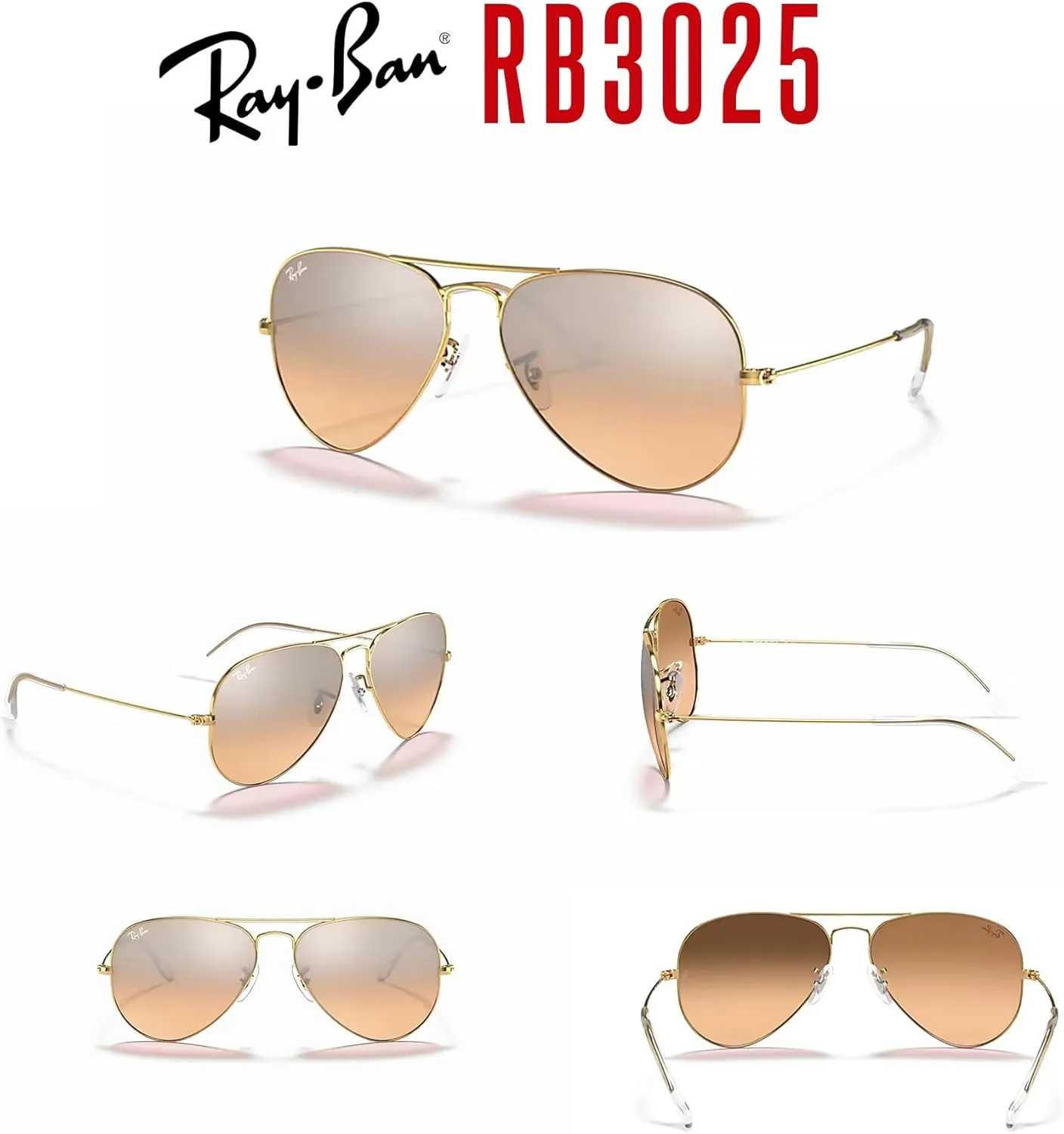 Ray-Ban RB3025 Metal Aviator Sunglasses For Men For Women   BUNDLE with Designer iWear Eyewear Care Kit