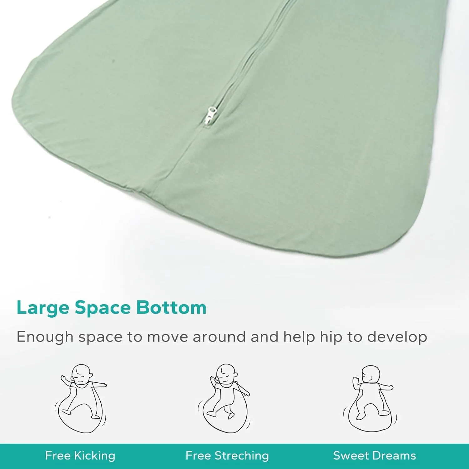 Rayon Made from Bamboo Sleep Sack, 0.5 TOG Wearable Blanket Baby, Lightweight Stretchy Sleep Sack 12-24 Months, Green