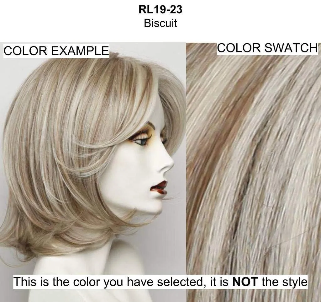 Ready For Takeoff Wig Color RL19/23 BISCUIT - Raquel Welch Wigs 6" Short Length Face Framing Waves Gentle Bangs Sheer Lace Front Top Tru2Life Heat Friendly Bundle Travel Kit, MaxWigs Hairloss Booklet