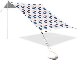Red and Blue Love 4th of July Independence Day Designed UPF50  Beach Cabana Tent Easy Setup Large Sun Shelter with Sand Shovel, Sandbags for Camping, Picnics, Backyard Silla con sombrilla para