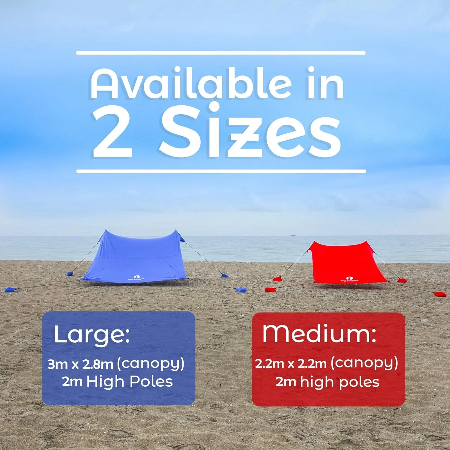 Red Suricata Family Beach Tent & Canopy, UPF50 Sun Shade, 4 Aluminum Poles, Sand Shovel, Large Portable Sun Shelter