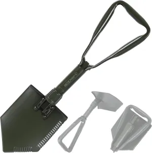 REDCAMP 23" Military Folding Camping Shovel w/Cover,Heavy Duty Shovel with Manganese Steel,Tactical Entrenching Tool Tri-fold Handle Shovel,Green 3Lbs