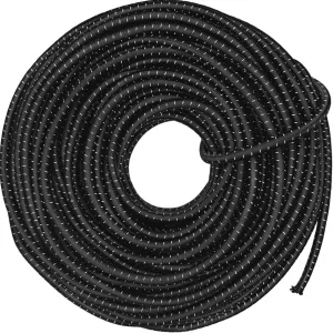 Reflective Bungee Cord 1/4 Inch Cords Kayak Stretch String Rope for Camping Tie Downs Boating,Bikes Hiking Fishing Fitness and Outdoor Enthusiasts(6MM x 16.5FT) (Black 5MM-49FT)