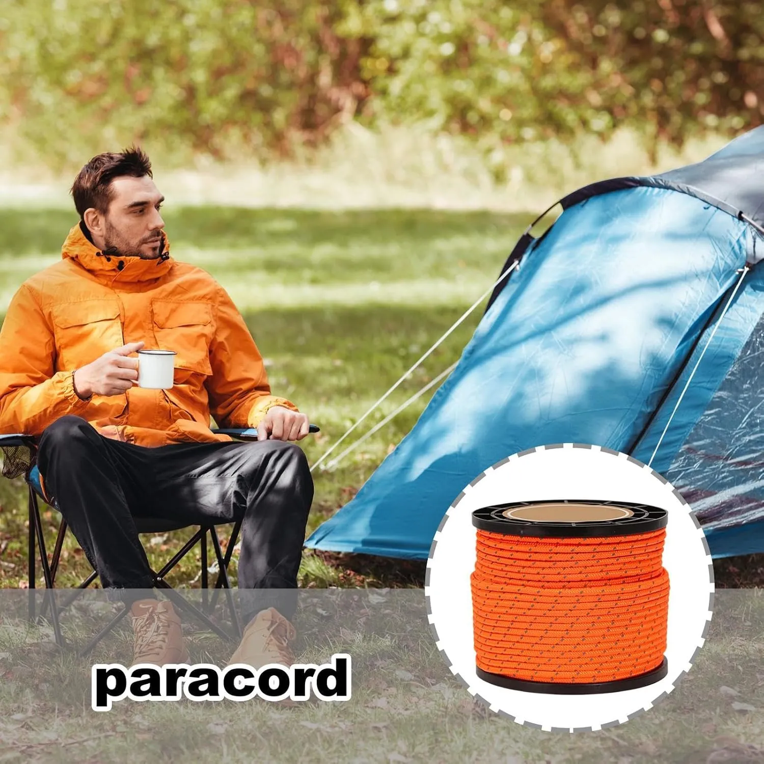 Reflective Paracord Rope, 164 Ft Canopy Wind Rope, 4mm Outdoor Gear Rope, Tent Tarp Rope, Canopy Shelter Rope, Camping Rope, Hiking Paracord, Backpacking Gear Rope, Durable Outdoor Rope