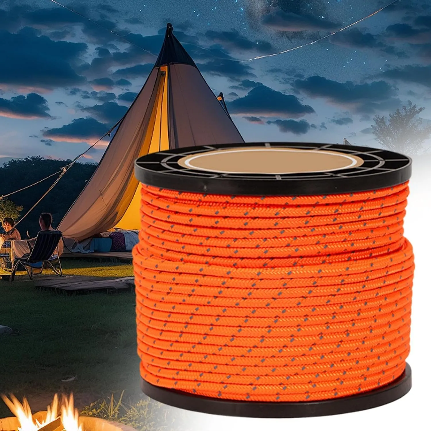 Reflective Paracord Rope, 164 Ft Canopy Wind Rope, 4mm Outdoor Gear Rope, Tent Tarp Rope, Canopy Shelter Rope, Camping Rope, Hiking Paracord, Backpacking Gear Rope, Durable Outdoor Rope