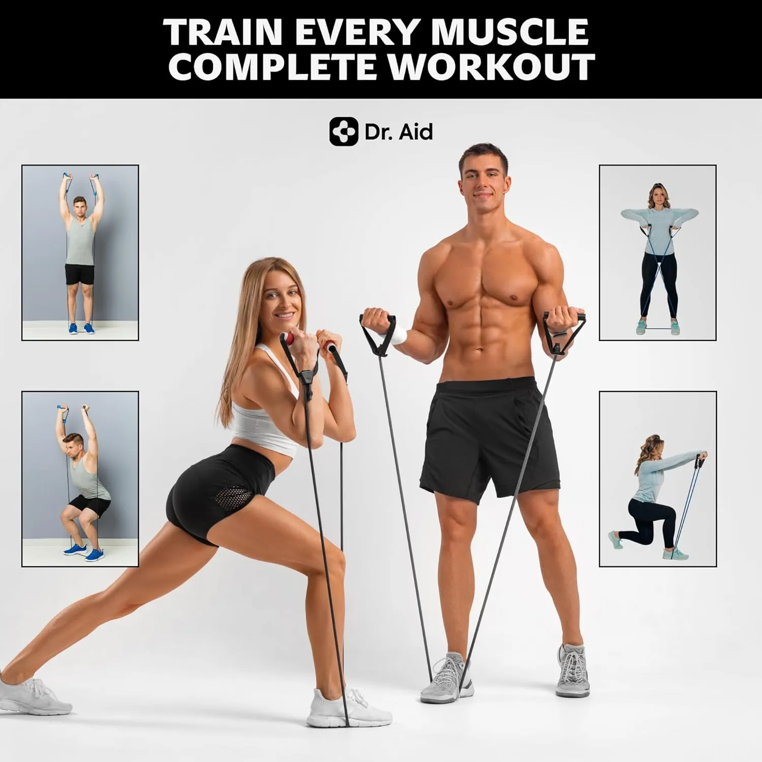 Resistance Bands Set – 5 Stackable Workout Bands with Handles, Pure Latex, High Elasticity & Tear Resistant – Smell-Free Full-Body Exercise Bands for Rehab, Basic Training & Strength Workouts