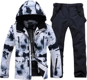 RIUIYELE Men's Ski Jacket and Pants Set Insulated Waterproof Snowsuits Winter Warm Outdoor Skiing Snowboard Jackets for Men