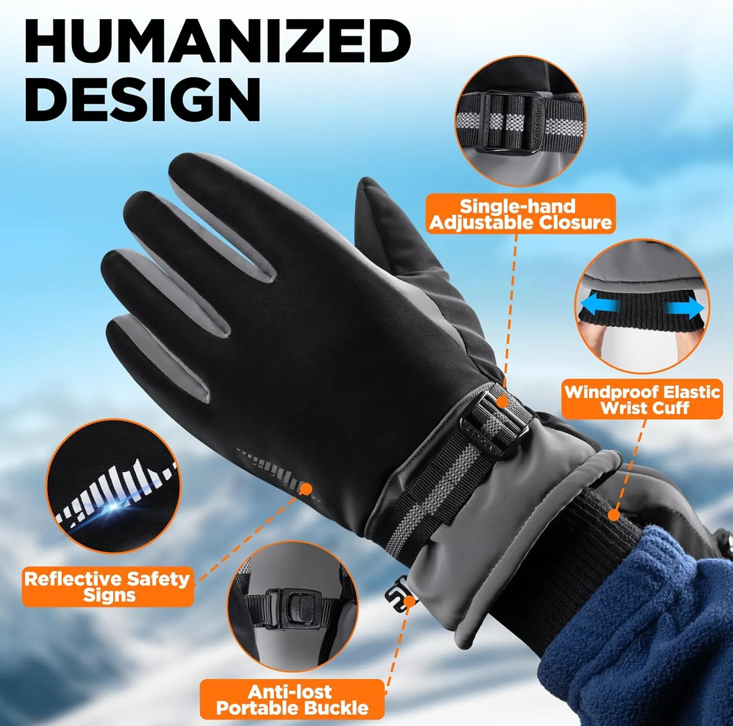 rivmount Winter Gloves Women Men, Thermal Ski Gloves for Cold Weather with Warm, Waterproof, Touchscreen for Running, Skiing