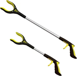 RMS 2-Pack 32 Inch and 19 Inch Grabber Reacher with Rotating Jaw - Mobility Aid Reaching Assist Tool
