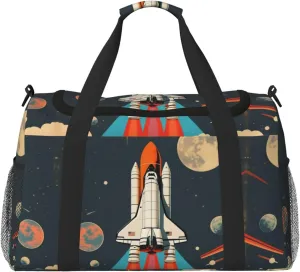 Rocket in Space print Weekender Overnight Carry On Bag Gym Luggage Bag Duffel Bag for Travel Women
