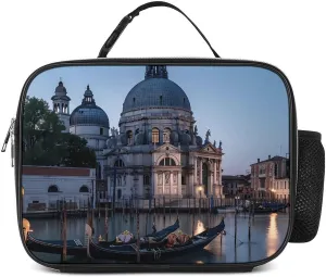 Roman Catholic Santa Maria Salute Venice Italy Lunch Bag Insulated Lunch Box Container Reusable Lunch Tote Bag for Office Work 27x21x9cm
