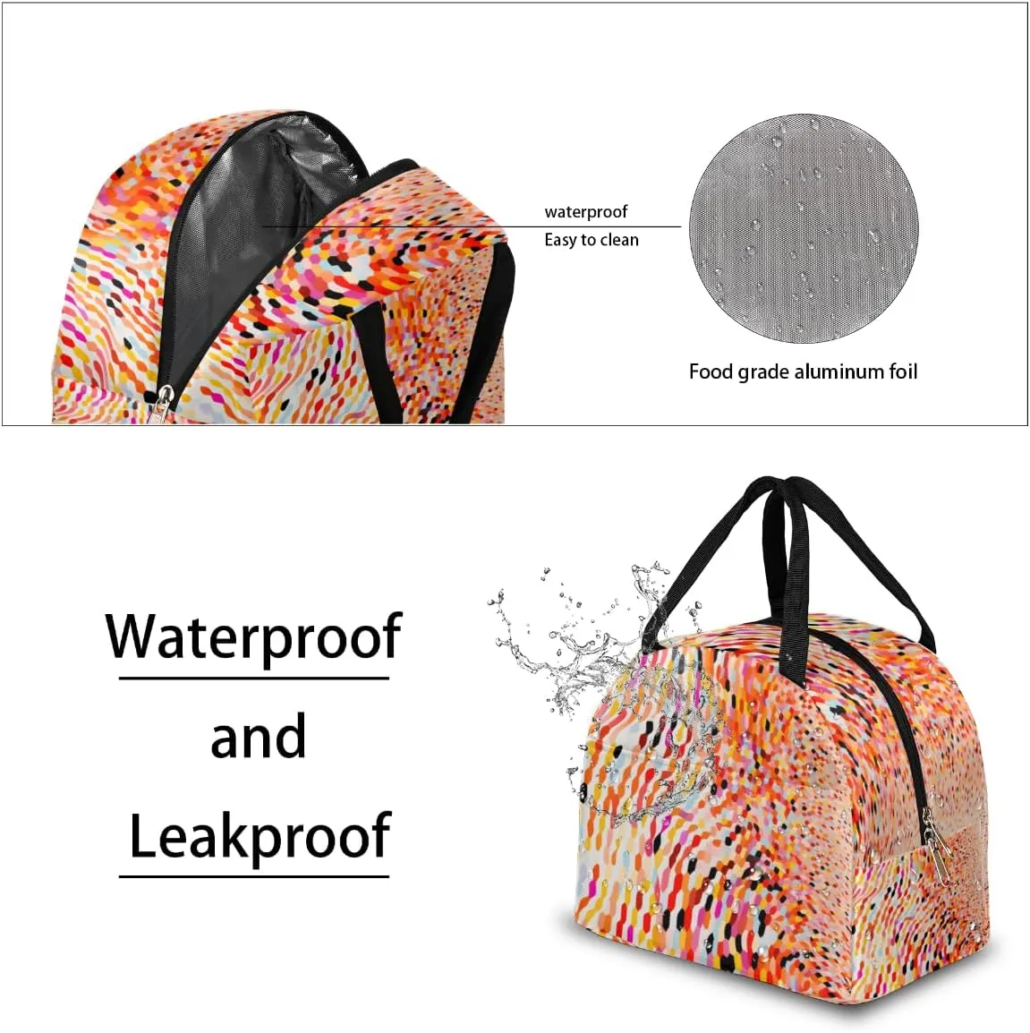 Romance Pattern Lunch Tote Bag Reusable Insulated Bags Waterproof Adult Portable Meal Cooler Pack for Women Men Picnic Office Work Travel
